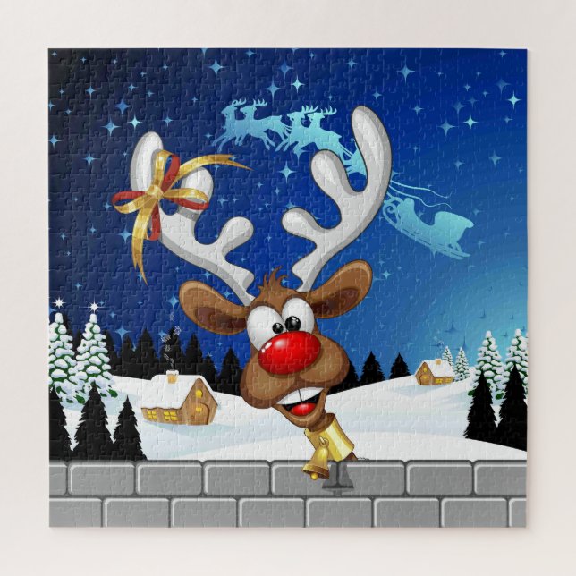 Puzzle Mème de Noël drôle de renne qui regarde par-dessus (Vertical)