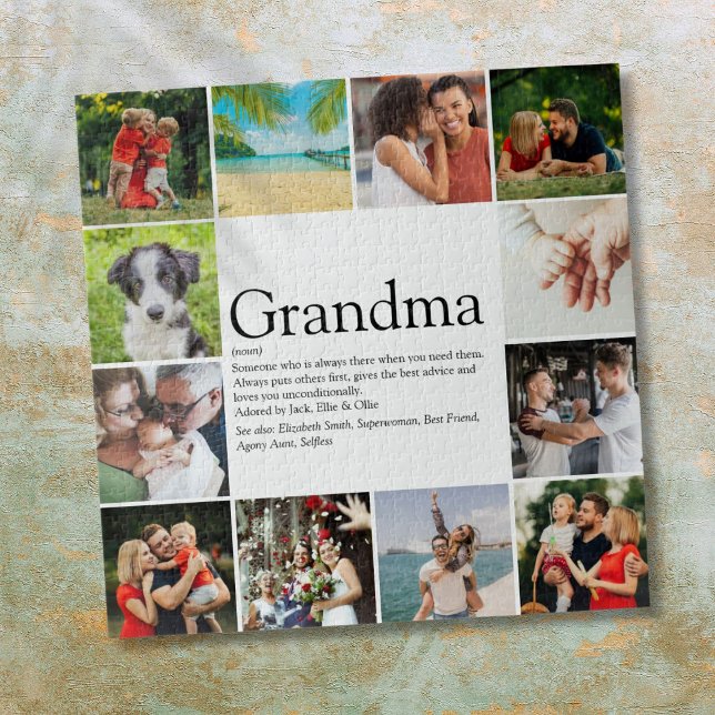 Puzzle Mémé, Grand-mère Définition 12 Collage de photos (Grandma, Grandmother Definition 12 Photo Collage Jigsaw Puzzle)