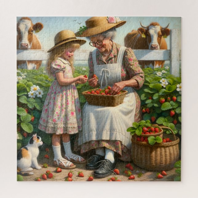 Puzzle Mémé & Moi Cueillette de Fraises Joie de la Récolt (Vertical)