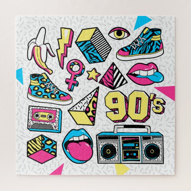 Puzzle Memphis Mode : 80s-90s Badge Mix. (Vertical)