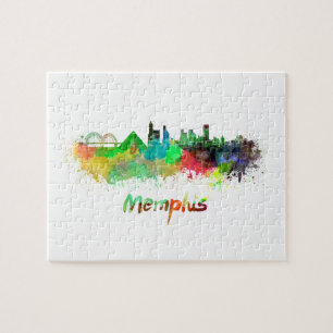 Puzzle Memphis skyline in watercolor
