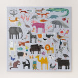 Puzzle Ménagerie animale<br><div class="desc">Toutes sortes d'animaux amusants et la faune pour les amoureux des animaux partout. Animaux de safari,  jungle,  ferme,  oiseaux,  animaux domestiques et animaux sauvages. Un monstre semble aussi s'être faufilé. Art original de Nic Squirrell.</div>