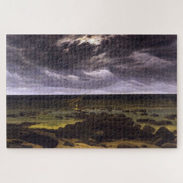 Puzzle Mer avec épave par Lune - Friedrich (Horizontal)