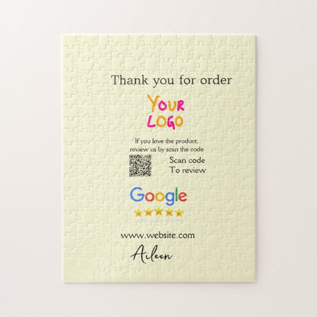 Puzzle Merci scan QR de l'avis Google entreprise (Vertical)