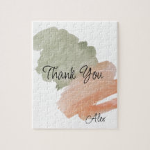 Merci Watercolor Amande et Vert Nom personnalisé