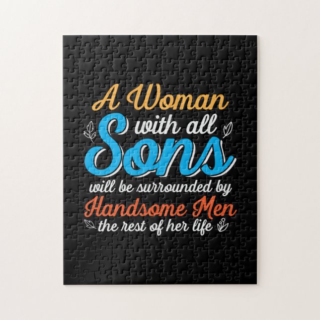 Puzzle Mère Cadeau Une Femme Avec Tout Son Fils (Vertical)