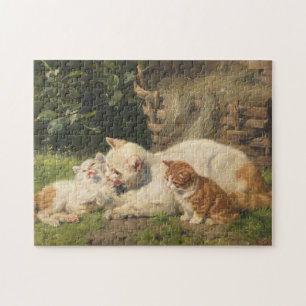 Puzzle Mère Chat avec chatons   Julius Adam le Jeune