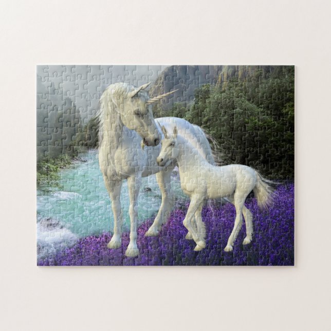 Puzzle Mère enchantée licorne et bébé poulain (Horizontal)