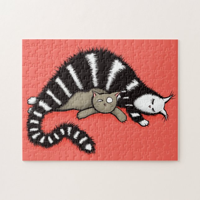 Puzzle Mère et enfant chats mignons (Horizontal)