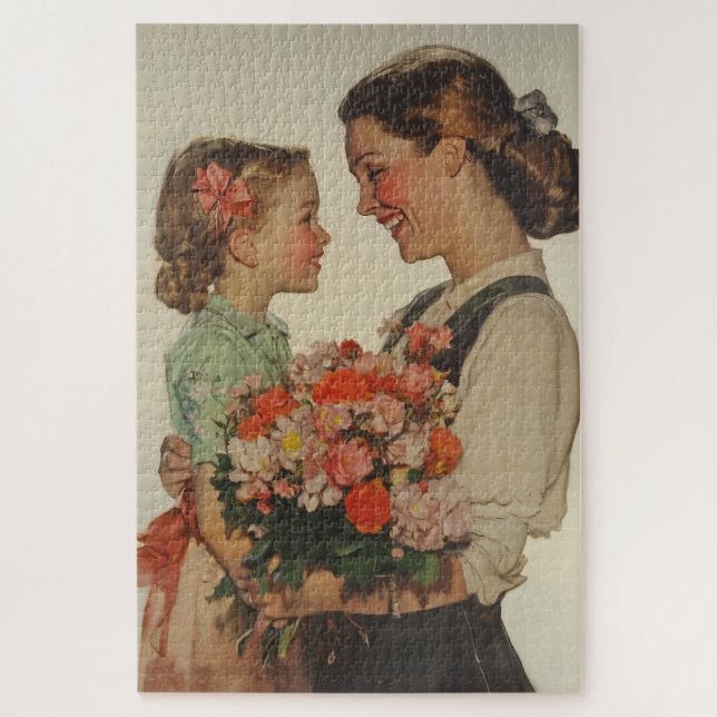 Puzzle Mère Fille Partager Fleurs Moment Spéciales (Vertical)
