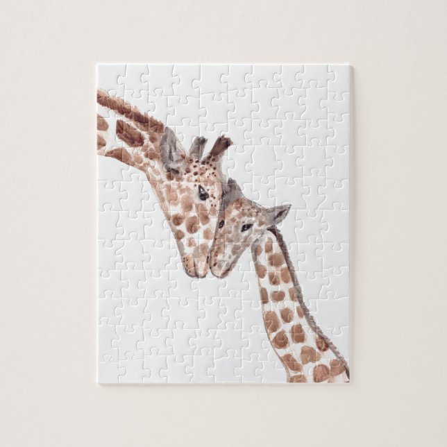 Puzzle Mère girafe avec bébé animaux pépinière (Vertical)