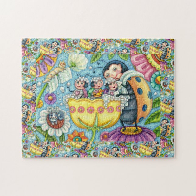 PUZZLE MÈRE LADYBUG & ENFANTS, BAIN À BULLE TULIP (Horizontal)