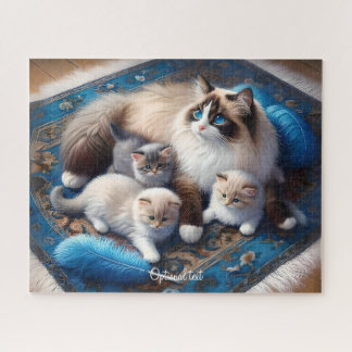 Puzzle Mère Ragdoll Chat et chatons