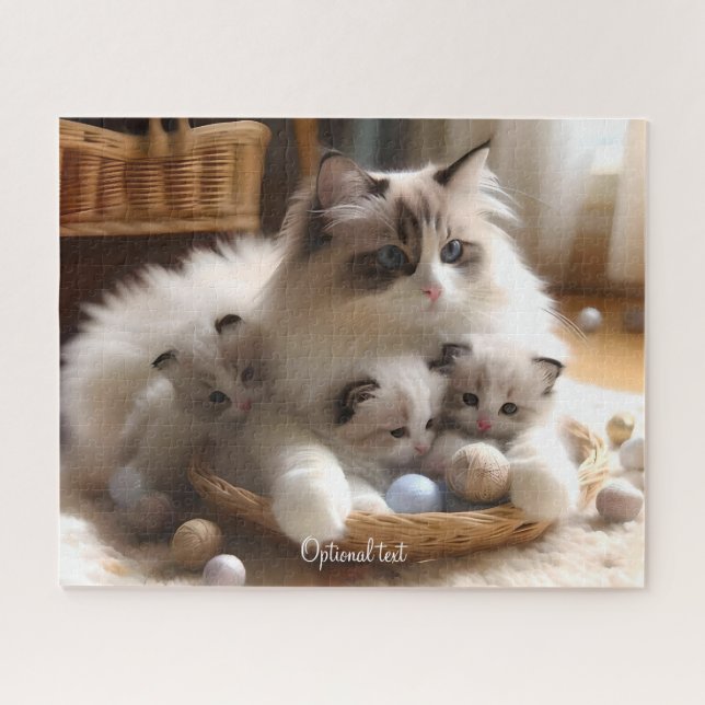 Puzzle Mère Ragdoll Chat et chatons (Horizontal)
