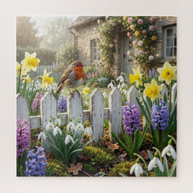 Puzzle Merle d'anniversaire sur une clôture de jardin (Vertical)