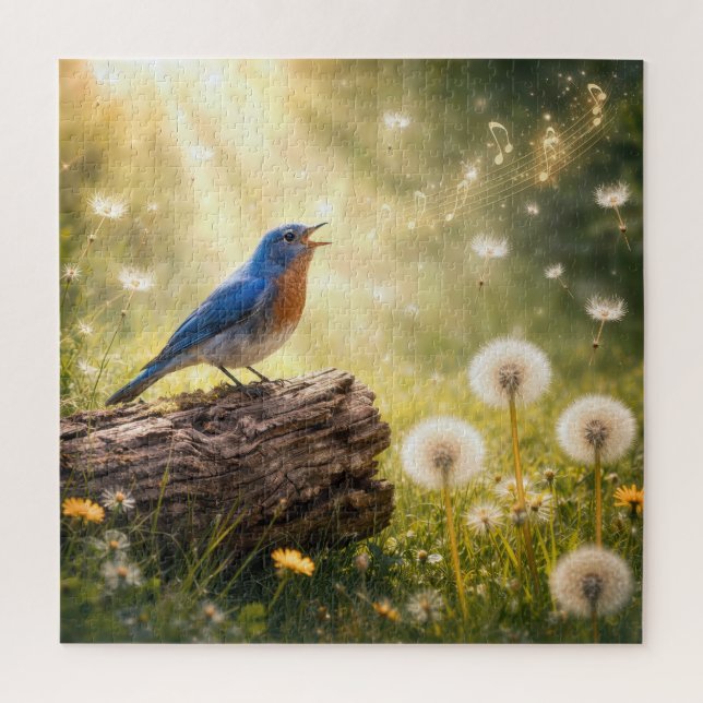 Puzzle Merlebleue chantant dans le soleil (Vertical)