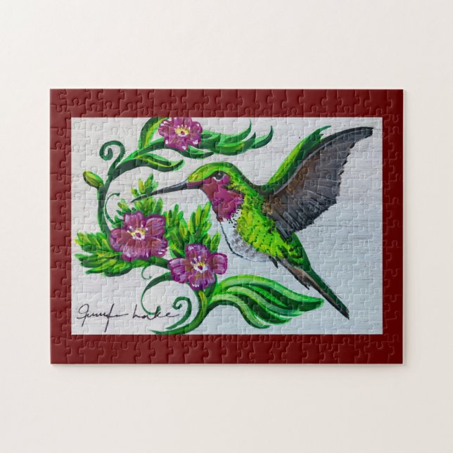 Puzzle Merlot Hummingbird (Horizontal)