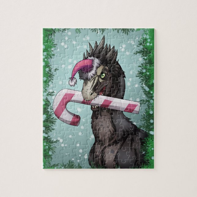 Puzzle Merry Christmas Dinosaur  (Vertical)