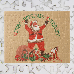 Puzzle Merry Christmas Everybody! Vintage Santa Claus