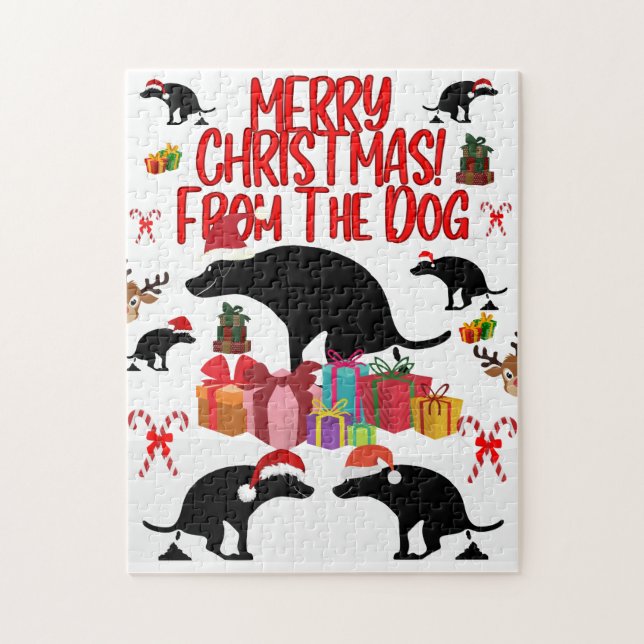 Puzzle Merry Christmas from the Pooping Dog - Funny Holid (Vertical)