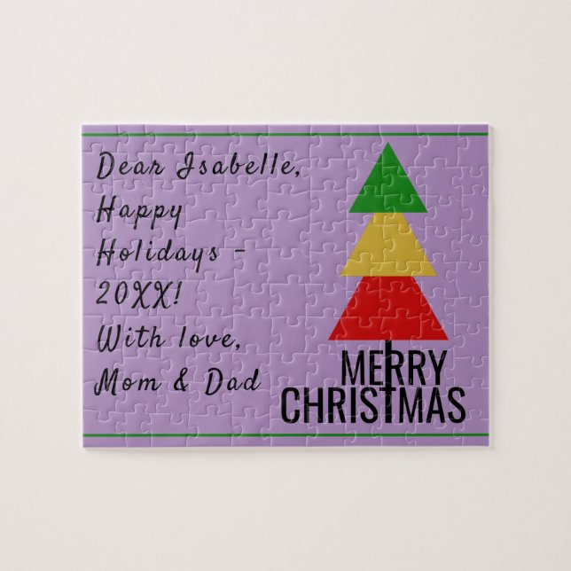 PUZZLE MERRY XMAS TREE TRIANGLE FORME LE STOCKAGE DE NOËL (Horizontal)