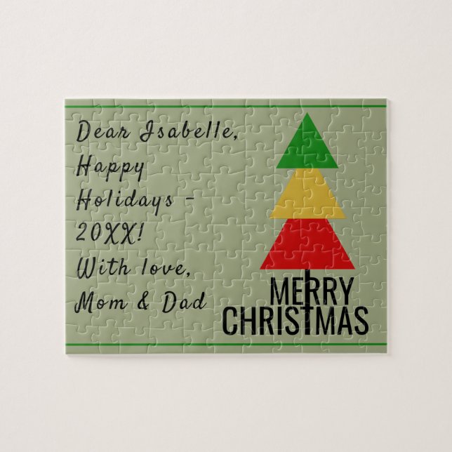 PUZZLE MERRY XMAS TREE TRIANGLE FORME LE STOCKAGE DE NOËL (Horizontal)