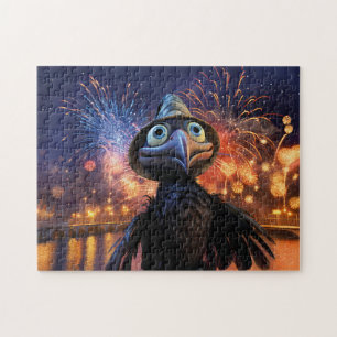 Puzzle Merveille de feu d'artifice Corbeau regardant le c