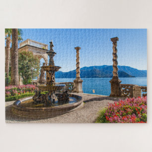 Puzzle Merveilleuse fontaine dans un jardin sur le lac de