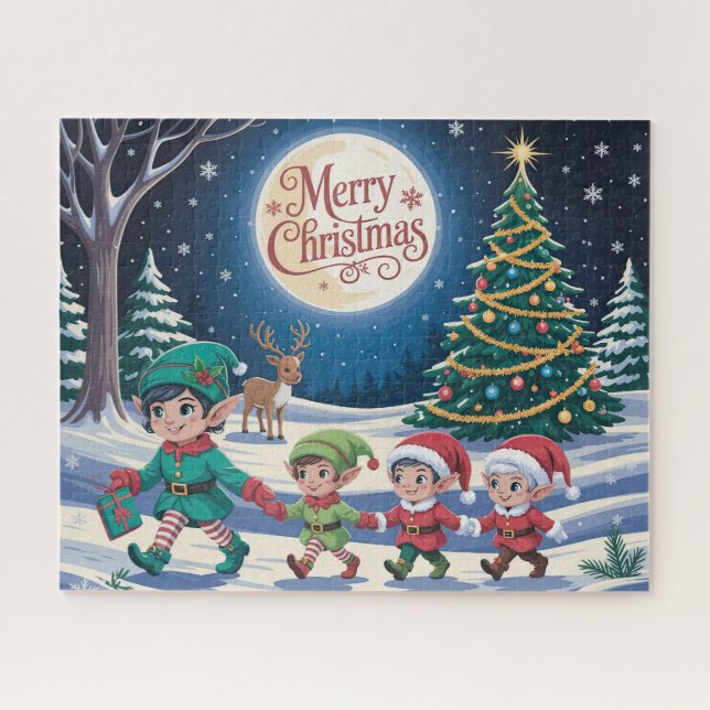 Puzzle Merveilleux Elfe de Noël avec salutations (Horizontal)