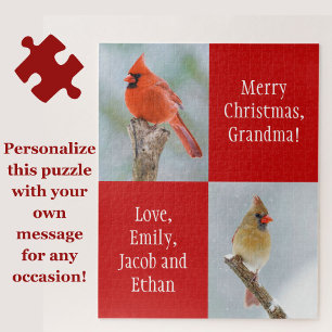 Puzzle Message personnel Cardinal Birds Red Christmas