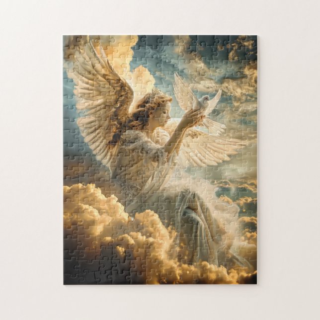Puzzle Messagers de la Paix Ange avec Colombe Blanche (Vertical)