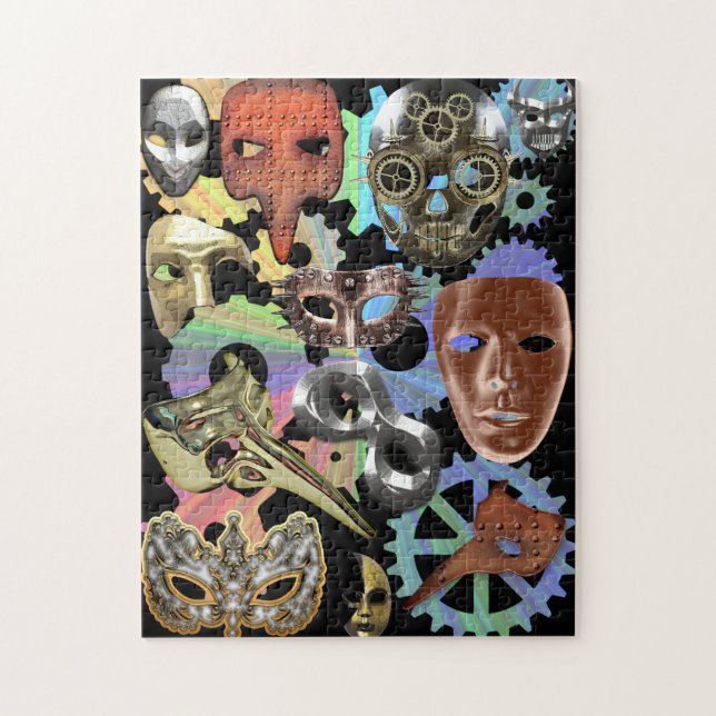 Puzzle métal or argent mascarade vapeur masques (Vertical)