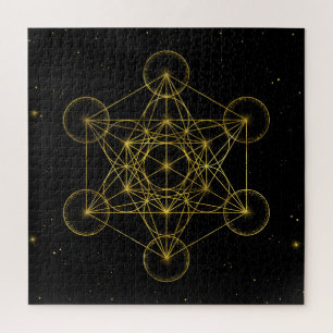 Puzzle Métatron's Cube Sacred Geometry Noir et or