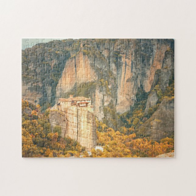 Puzzle Meteora Grèce en automne Feuilles orange Falaises (Horizontal)