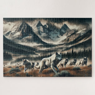Puzzle Meute du Loup des Montagnes, Famille de Loups, Sau