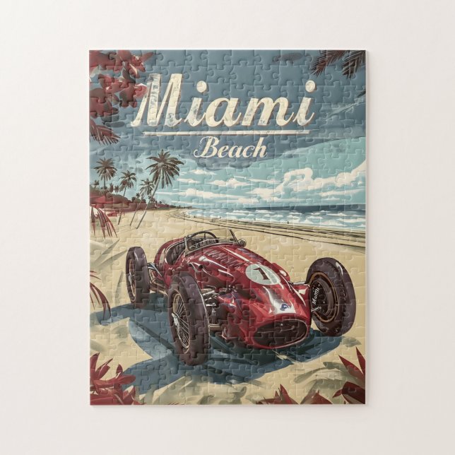 Puzzle Miami Beach voiture de course Vintage (Vertical)