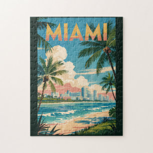 Puzzle Miami Floride Illustration Art de Voyage Vintage