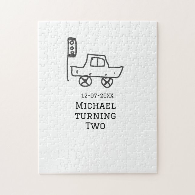 Puzzle Michael turning two birthday toy car traffic light (Vertical)