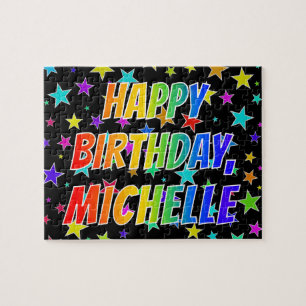 Puzzle "MICHELLE" Prénom, "HEUREUX ANNIVERSAIRE"