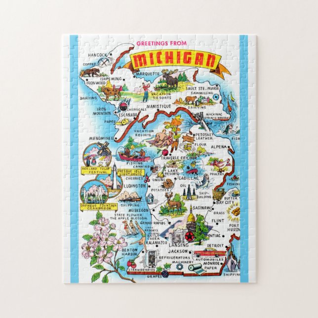 Puzzle Michigan 11x14 Map (Vertical)