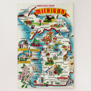 Puzzle Michiganois Vintage 20x30 en Forme de Jigsa