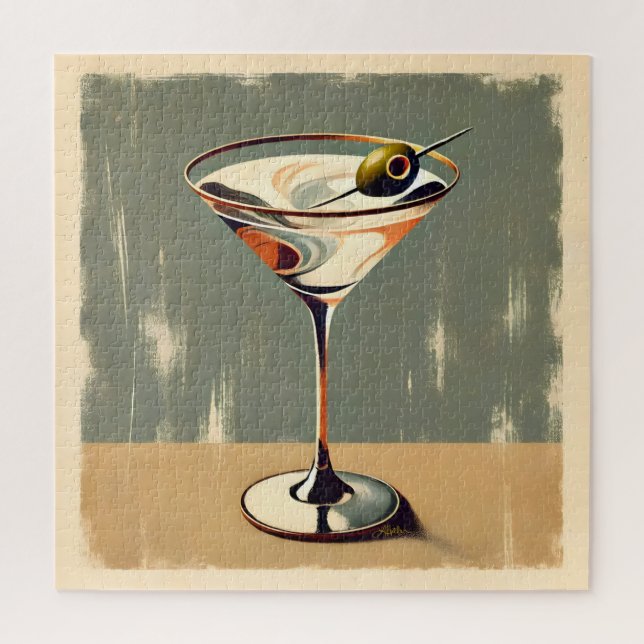 Puzzle Mid Century Modern 1 Peinture de Martini aux olive (Vertical)