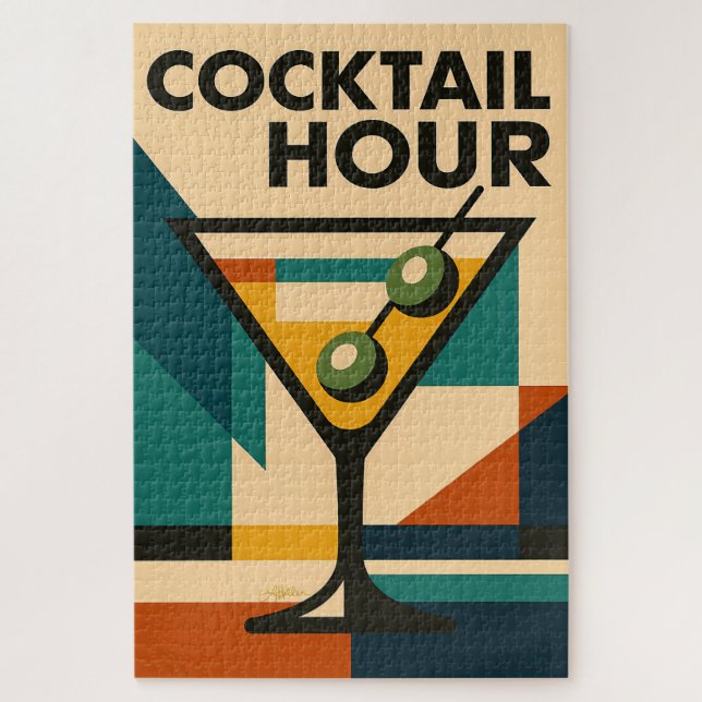 Puzzle Mid Century Modern Bauhaus Cocktail Hour Martini (Vertical)