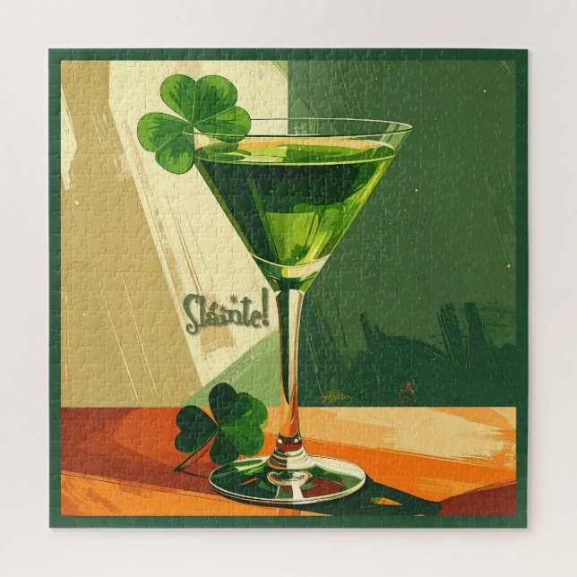 Puzzle Mid Century Modern Martini Shamrock Sláinte!  (Vertical)