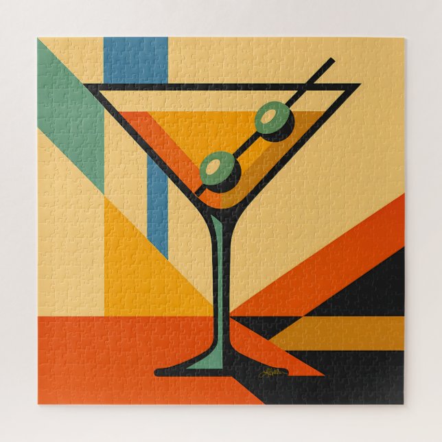 Puzzle Mid Century Modern Sunrise Bauhaus Martini (Vertical)
