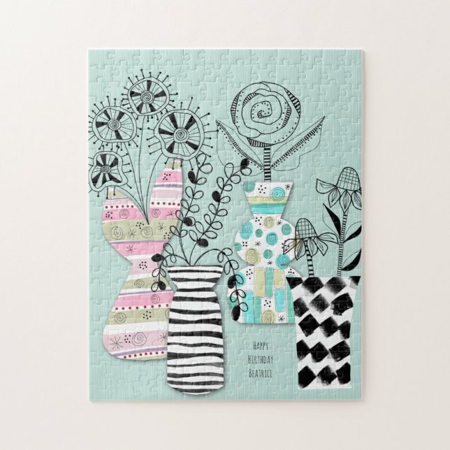Puzzle Mid Century Moderne Scandi Nom Floral (Vertical)