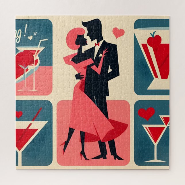 Puzzle Mid Century Valentine Dancing Couple (Vertical)