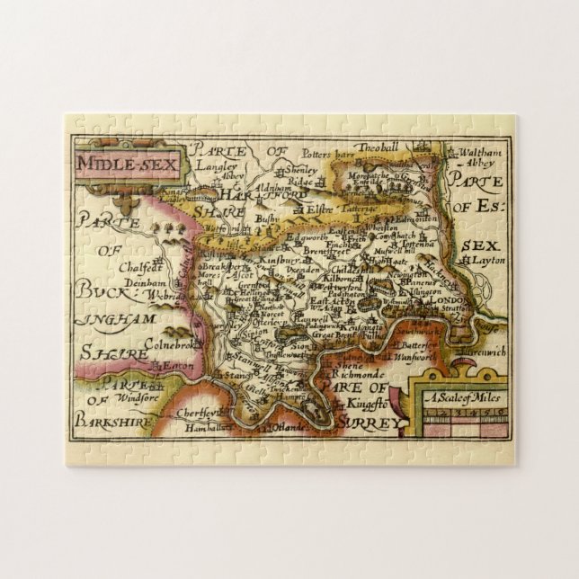Puzzle Middlesex Middle Sex Comté Angleterre Old Atlas Ca (Horizontal)
