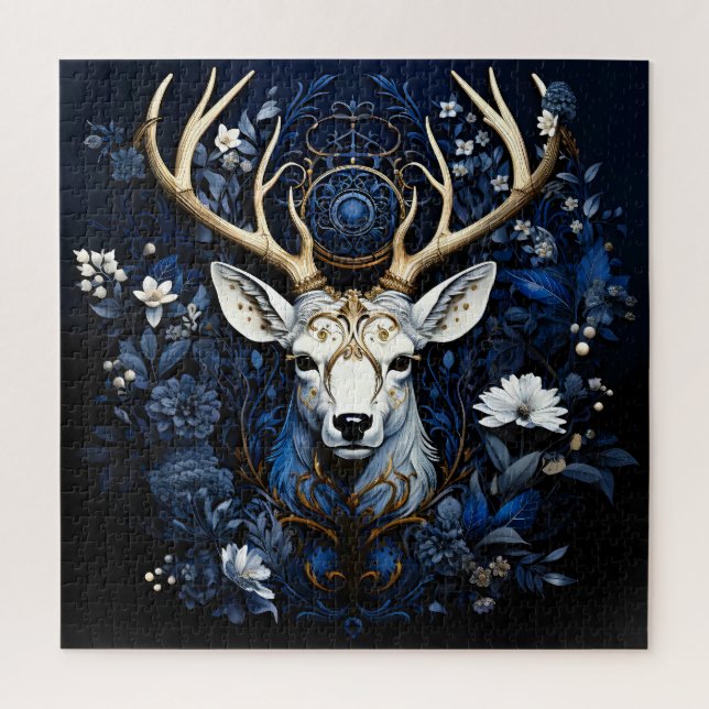 Puzzle Midnight Celestial Floral Gothic Deer  (Vertical)