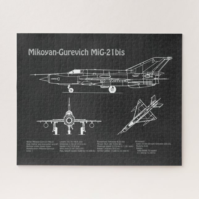 Puzzle MiG-21 bis - Plan directeur de l'avion PD (Horizontal)